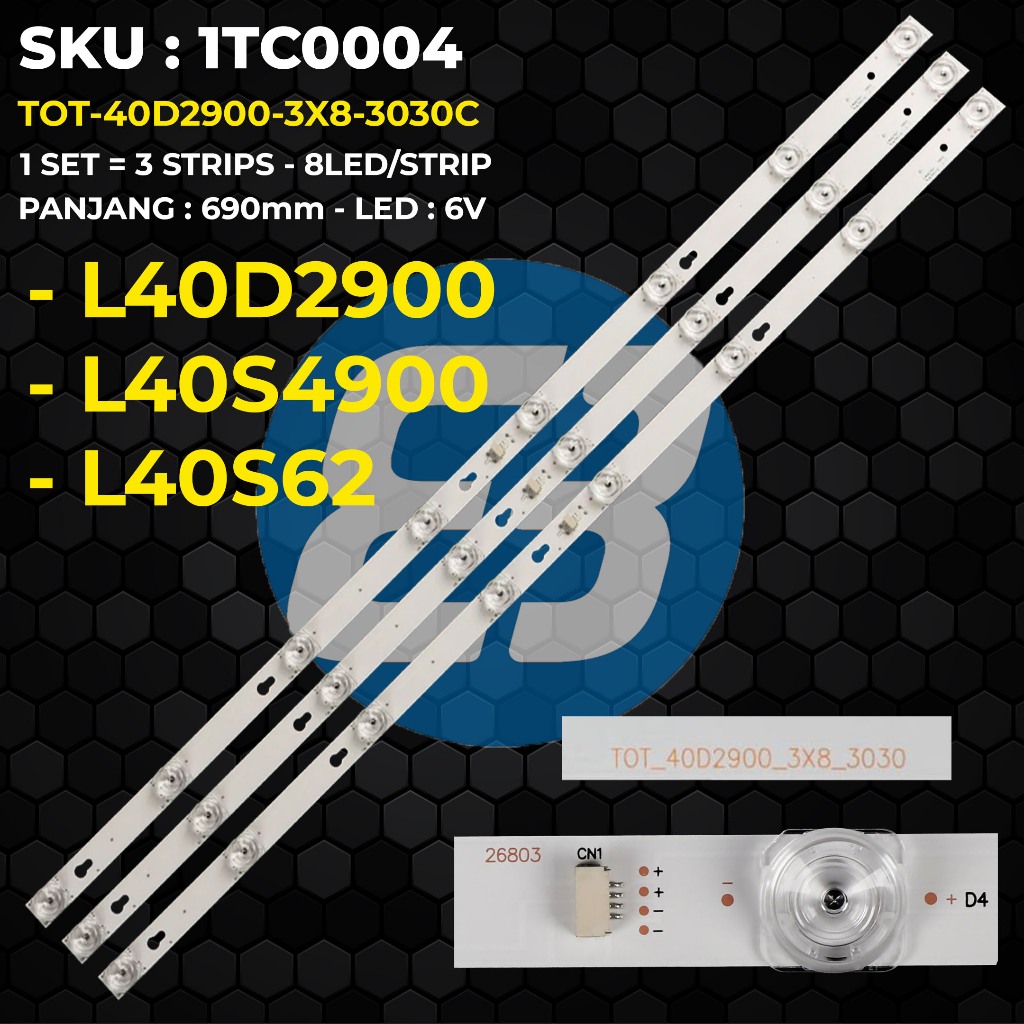 Backlight TV TCL 40 Inch L40D2900 L40S4900 L40S62 TOT-40D2900-3X8-3030C