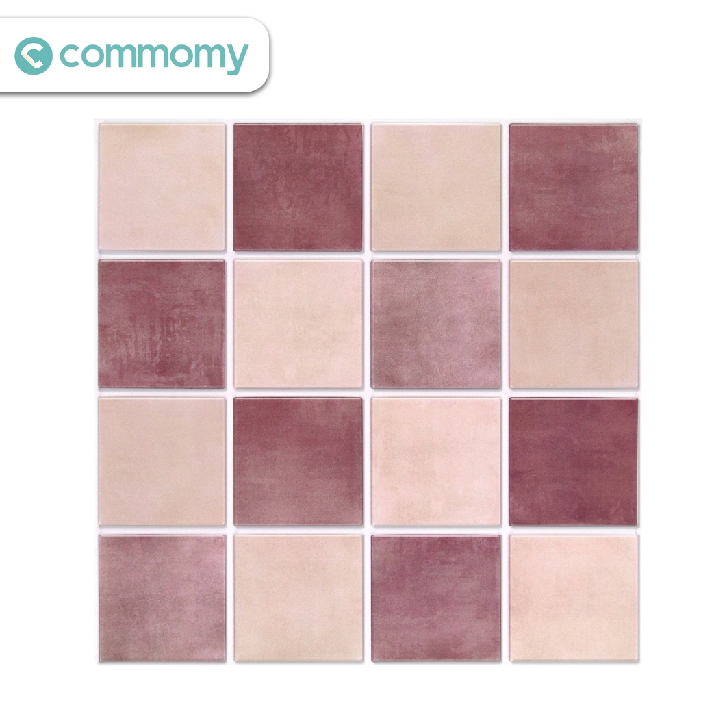 Commomy-10PCS 3D Pink 16-grid Matte Wallpaper 3D Warna Wallpaper Dinding Sticker Dinding30X30CM