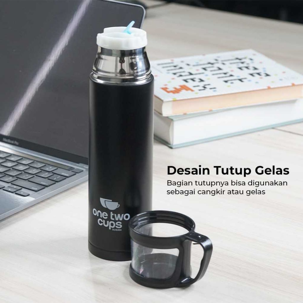 Termos Air Panas Dingin 500ml One Two Cups |Botol Minum Stainless Vacuum Flask Tutup Gelas