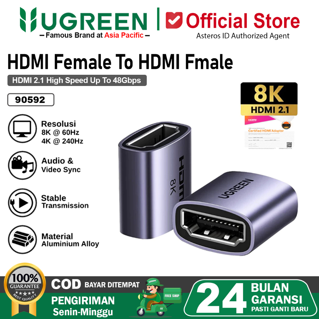 UGREEN Extension Adapter HDMi Female To HDMI Female 2.1 8K 60Hz 90592
