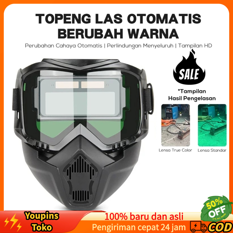 (COD/Gratis Ongkir)Asli asli Helm Las gelap terang Dimming True Color Welding Mask Kacamata Topeng l