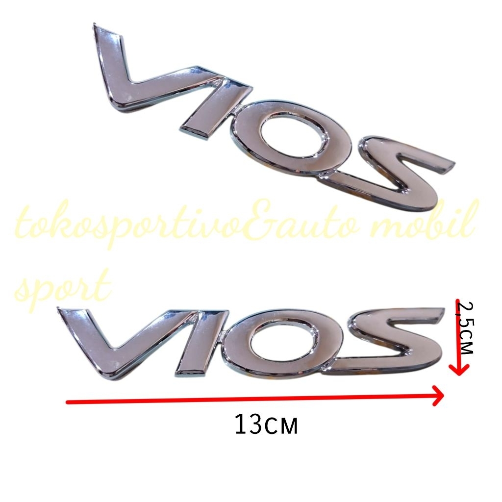 Tulisan Emblem Huruf Stiker Lambang Logo Toyota Vios Lama chrome model tempel