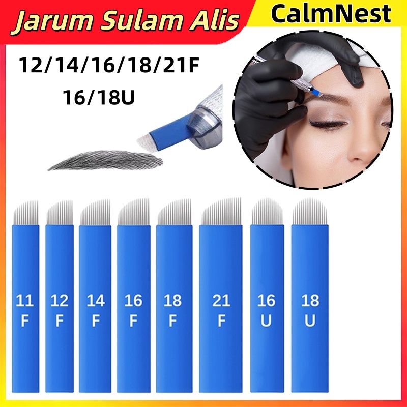 20PCs/Set Jarum Sulam Alis Microblading PCD 2 14 16 18 21Pins Needle, 14F 18F Blade,Tato Alis Shadin