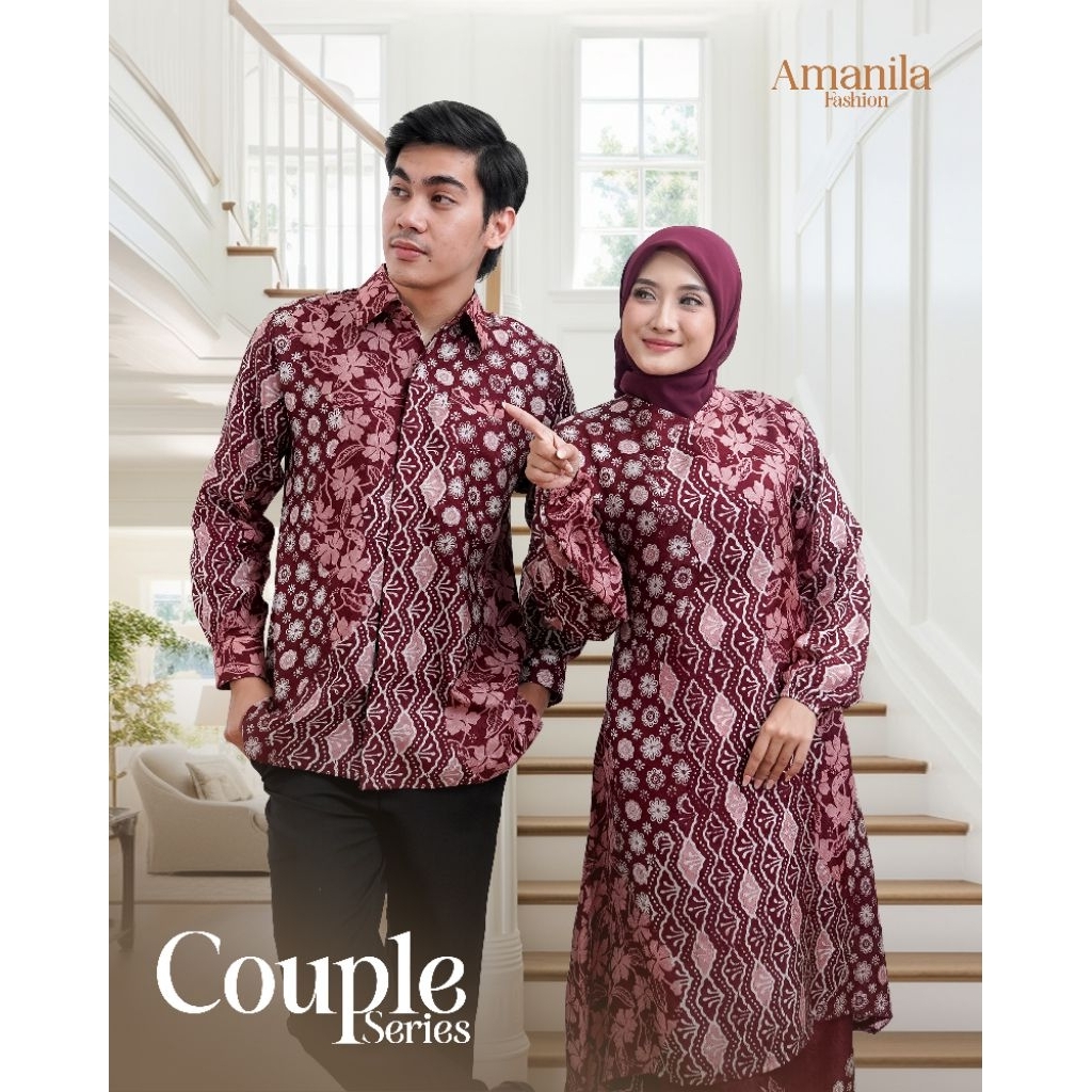 ALAZZA- Set Batik Dobby Sutra Couple Pasangan Full Trikot/Seragaman Batik Terbaru Super Mewah Formal