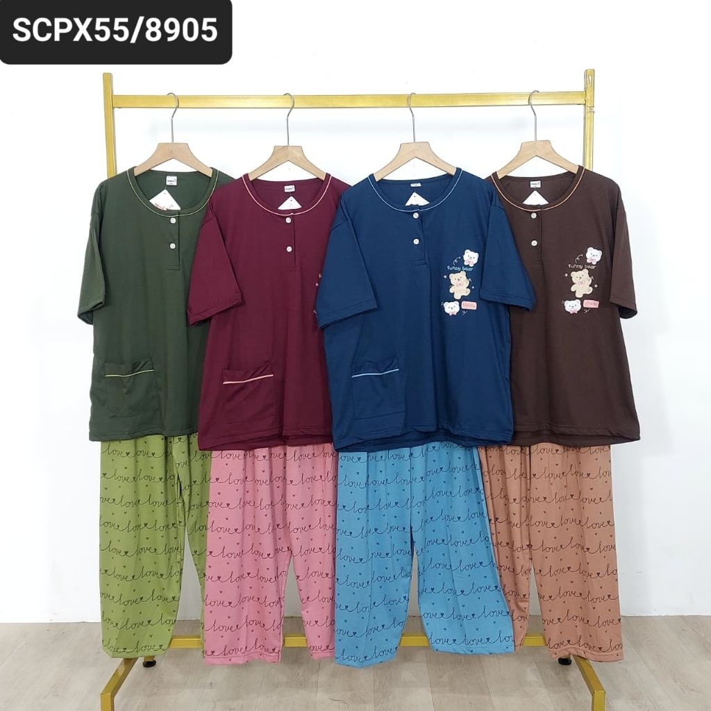 Babydoll Jumbo CP Amro Label Putih Baju Pendek Celana Panjang