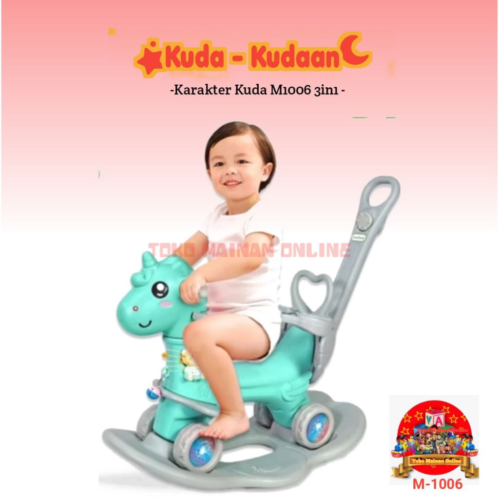 Mainan kuda-kudaan anak 4in1 MOLION M1006 | kuda-kudaan musik + jungkat-jungkit Edukatif & Aman Usia