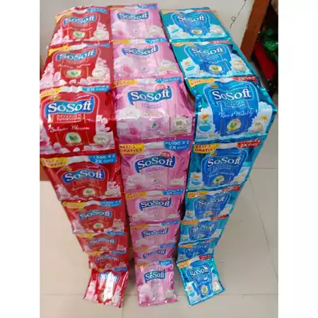 (3 Renceng Isi 48 Sachet) SoSoft Deterjen Sachet Cair 80ml / SoSoft Detergent Cair