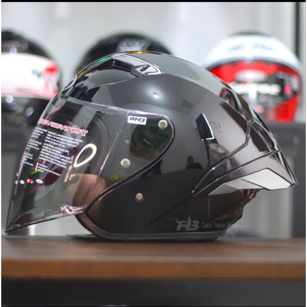 Helm NHK N2 MAX black glossy visor RHD helm halface NHK