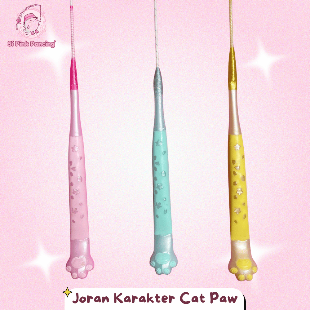 (New Character) CAT PAW JORAN SAJA Si Pink Pancing (K03) Joran Microfishing Karakter Costum Lucu Pin