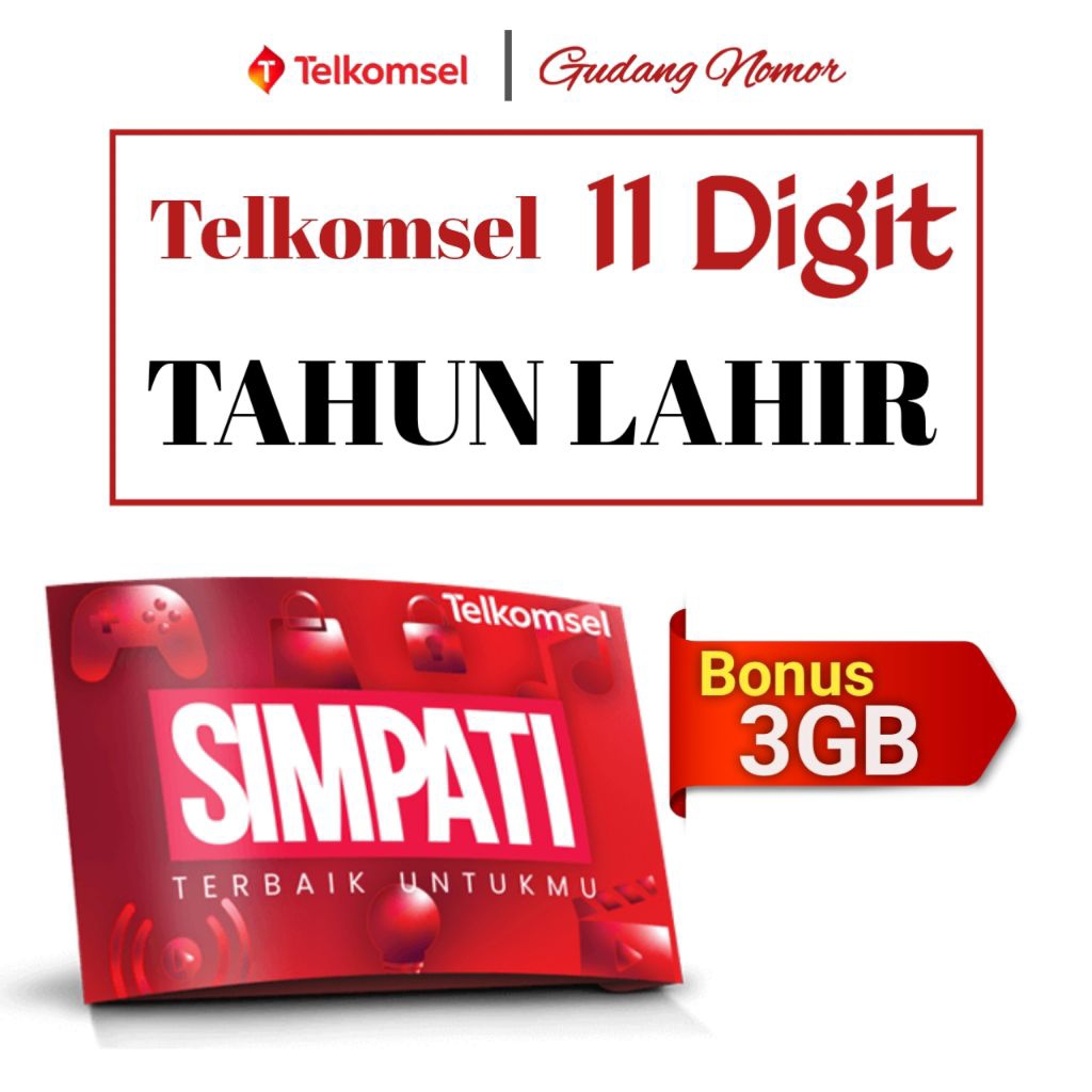 Nomer Cantik Telkomsel Simpati 11 Digit Serian Tahun Lahir TH3 1965-2026 Kartu Perdana No Cantik Sim