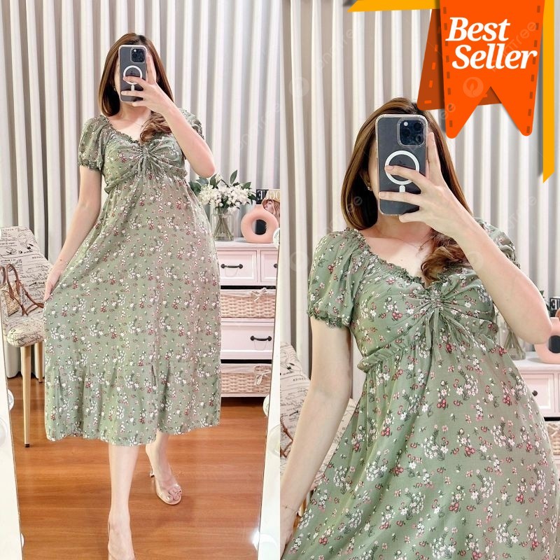 Daster Casandra Serut Dada Dress Model Fashion Ledies