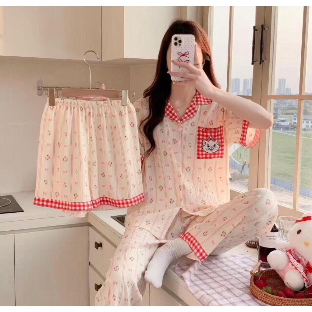 Larissa Sleepwear, Baju Tidur Dua Celana, Baju Tidur Model Terbaru, Baju Tidur Bangkok, Baju Tidur R