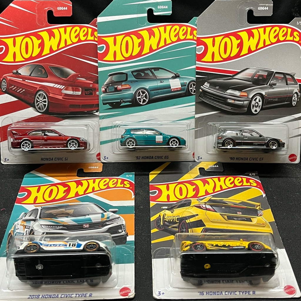Hotwheels Honda Civic Anniversary Series '92 EG Hijau SI Merah 2018 Type R '16 Type R Kuning '90 EF 