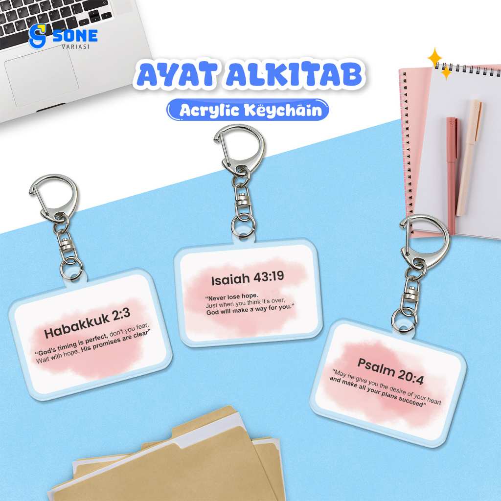 Gantungan Kunci Alkitab Akrilik | Acrylic Keychain Ayat Alkitab Kristen Premium