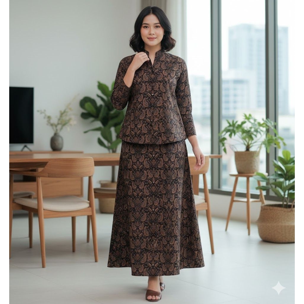 setelan batik rok & blus baju kantor wanita atasan kerja