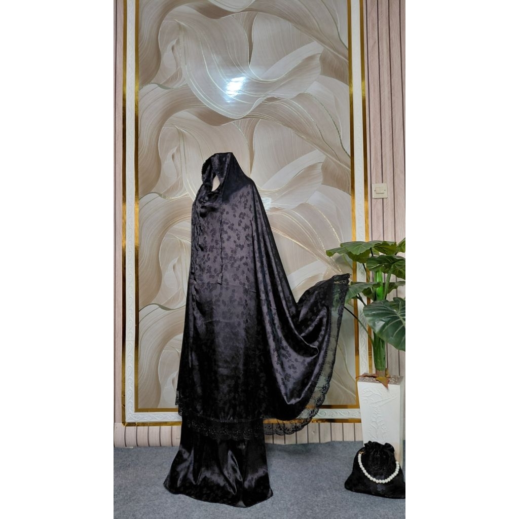 Mukena Dewasa Sutra Silk Premium jaguard Renda Mewah