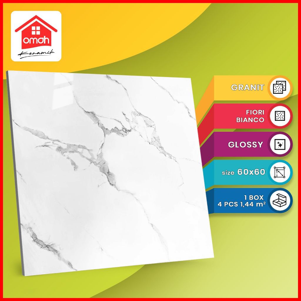 Granit Lantai Kilap MAGIA 60x60 Fiori Bianco