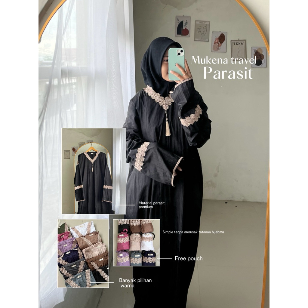 MUKENA TRAVELLING | abaya parasit | mukena parasit tanpa jilbab