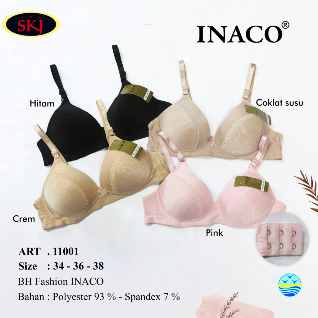 BH INACO 11001 Tanpa Kawat Busa Tipis Soft ukuran 34-38 / BH inaco