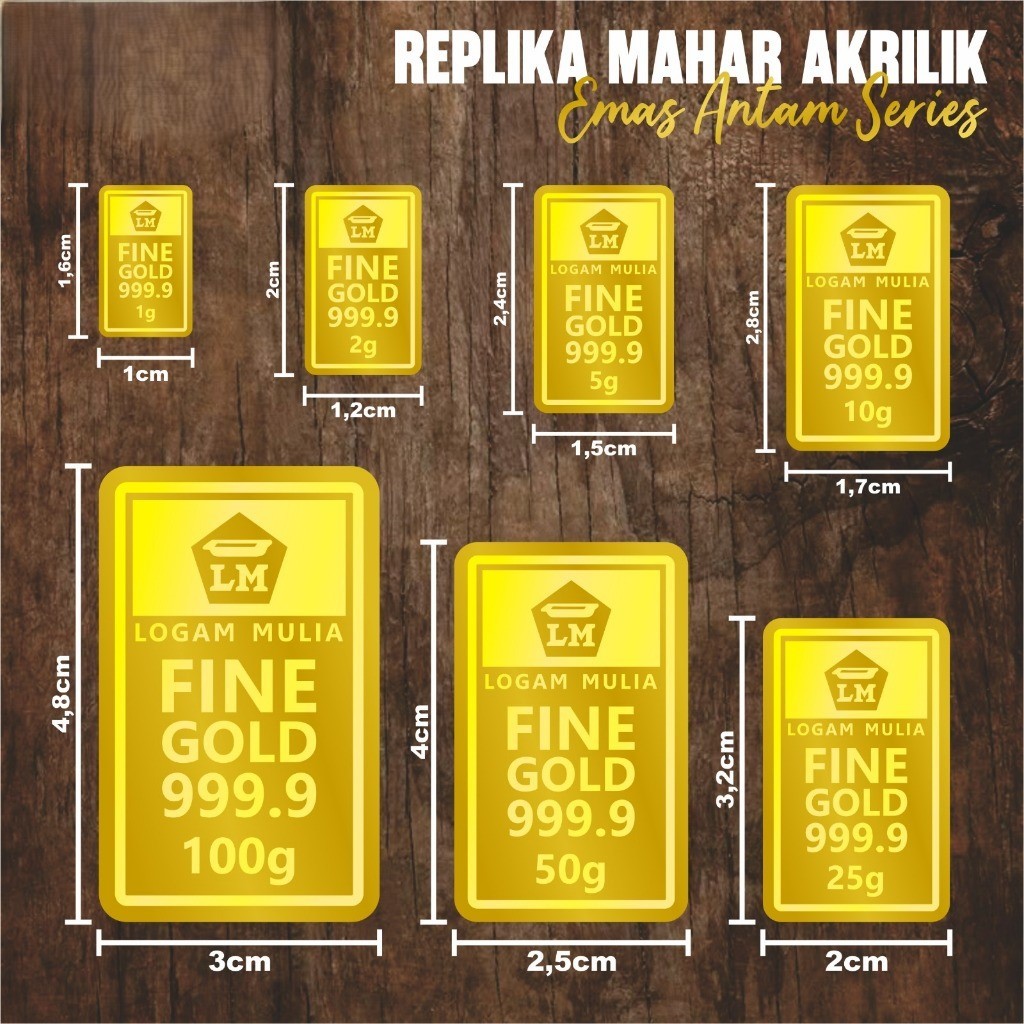 Replika Logam Mulia Bahan Akrilik Tebal - Replika Hiasan Mahar Ready Stock - Replika Emas Antam