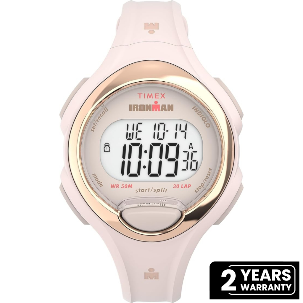 Jam Tangan Wanita Timex Ironman Essential Digital Dial Pink Rubber Strap TW2W17400NN Original