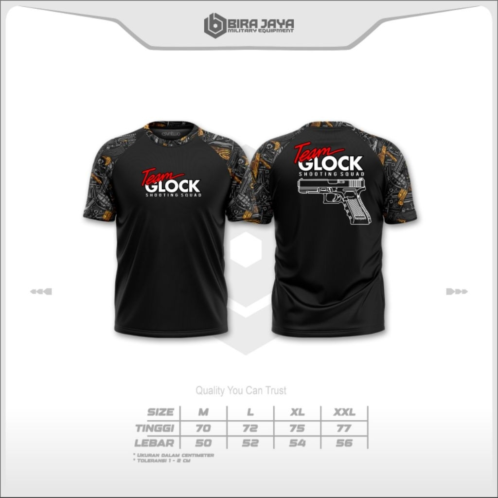 Terbaru Kaos desain tactical tim Glock/kaos reglan printing team glock19/jersey glock19