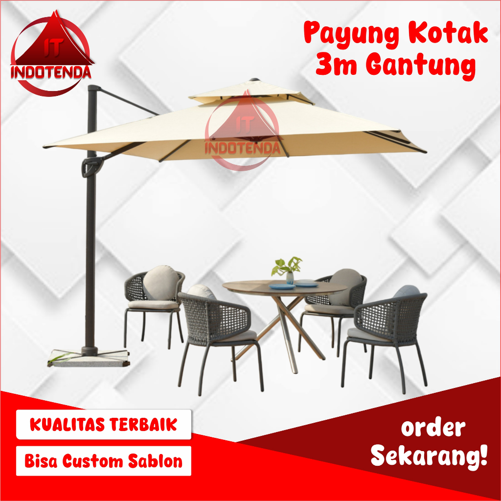 Payung Kotak 3m Gantung / Payung Cafe Bisa Custom Sablon