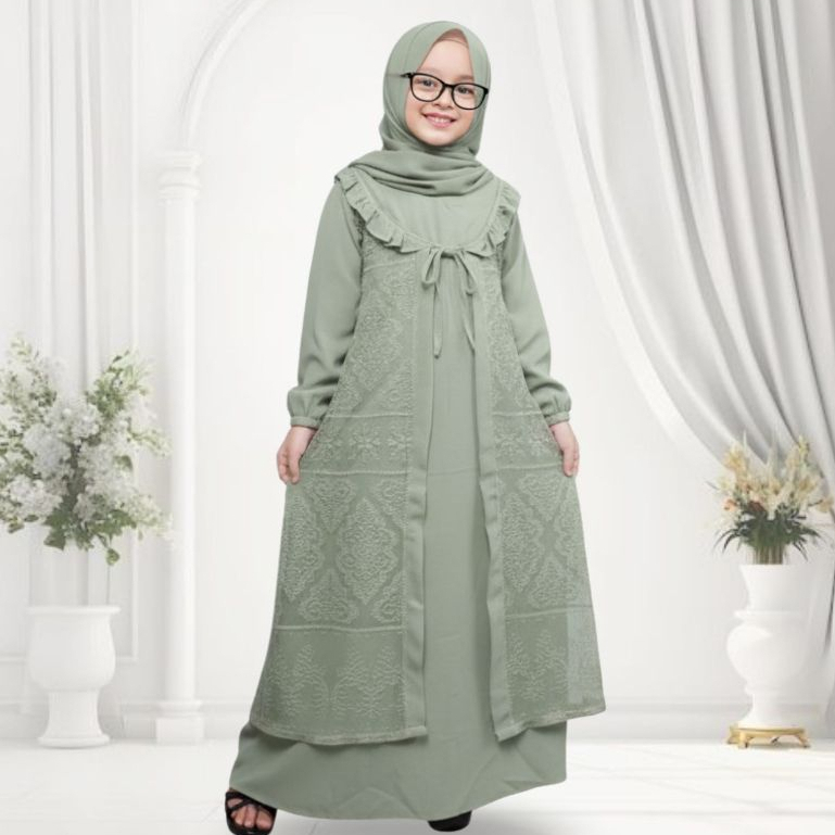 My In Gamis Brukat Anak Malika - Gamis Muslim Anak Perempuan Brukat Malika