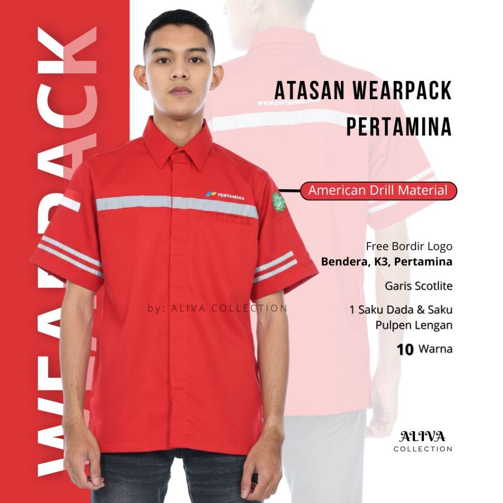 Atasan Wearpack Kemeja Kerja Lapangan Pertamina Lengan Pendek | Seragam Pertamina