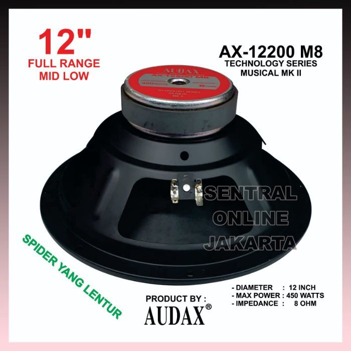 SPEAKER AUDAX AX 12200 M8 FULL RANGE 12in 12 inch 450 WATT 12200 ORIGINAL AUDAX INDONESIA