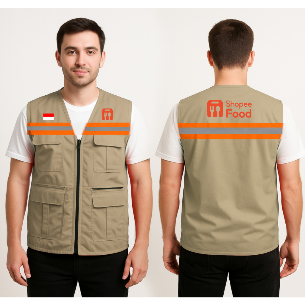 Ori  Rompi Pria Taslan Tebal Ori Anti Kusut Nyaman,Rompi Shopeefood  tebal,Rompi Shopefood terbaru