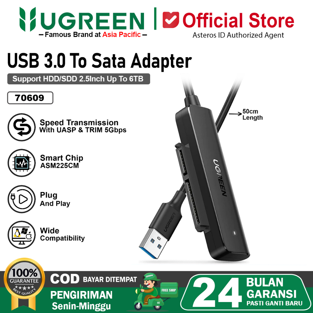 UGREEN Kabel USB 3.0 To Sata 2.5" Hard Drive Converter HDD SSD 70609