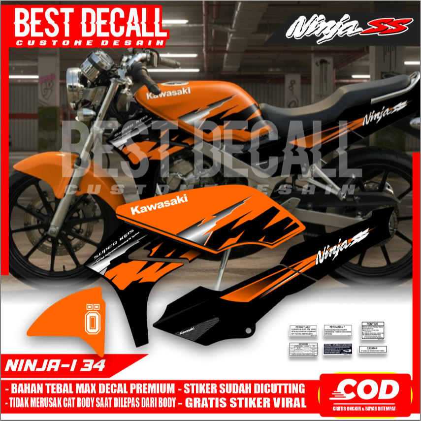 Striping Stiker Transparan UV Ninja SS Bahan Maxdecal Desain Minimalis Warna Orange Ninja-I 34