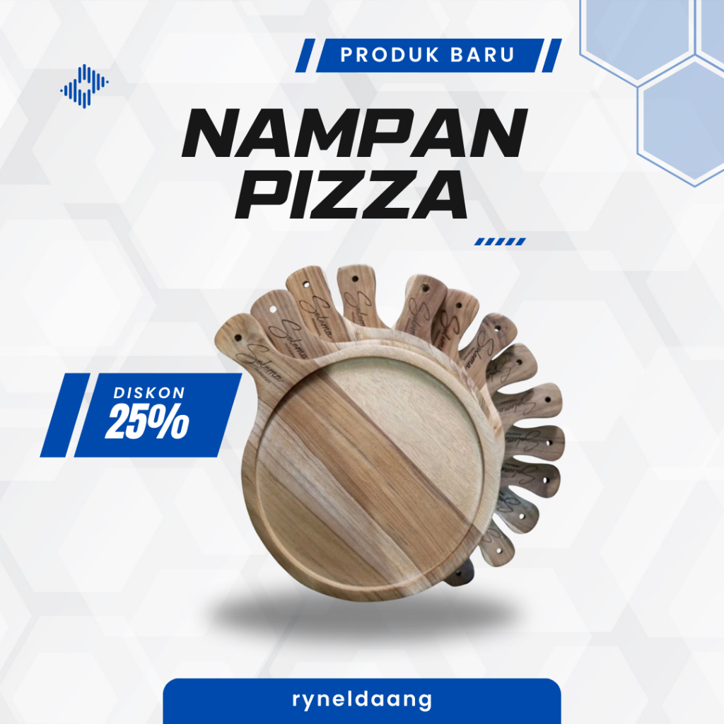 Pizza Pan Teflon Bahan Kayu Jati Anti Panas / Nampan Pizza Kayu Jati / Nampan Kayu Pizza / Nampan Tr