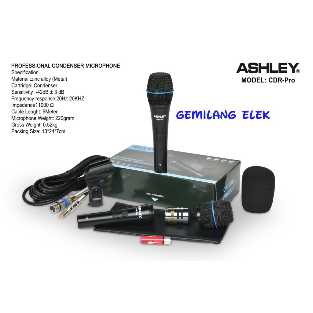 Mic Kabel Condenser ASHLEY CDR Pro Condenser mic