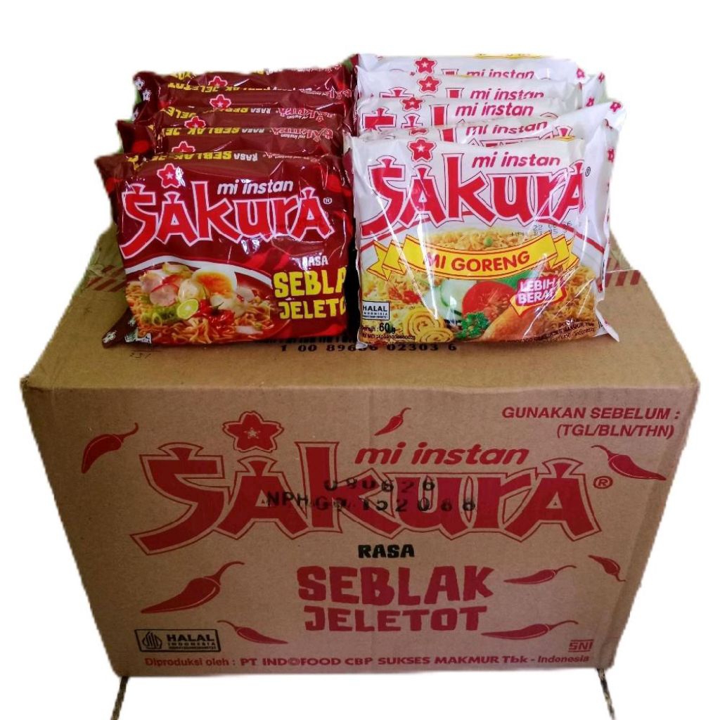 jual paketan mi sakura instan mix sakura kuah & sakura goreng satu dus isi 40 pcs