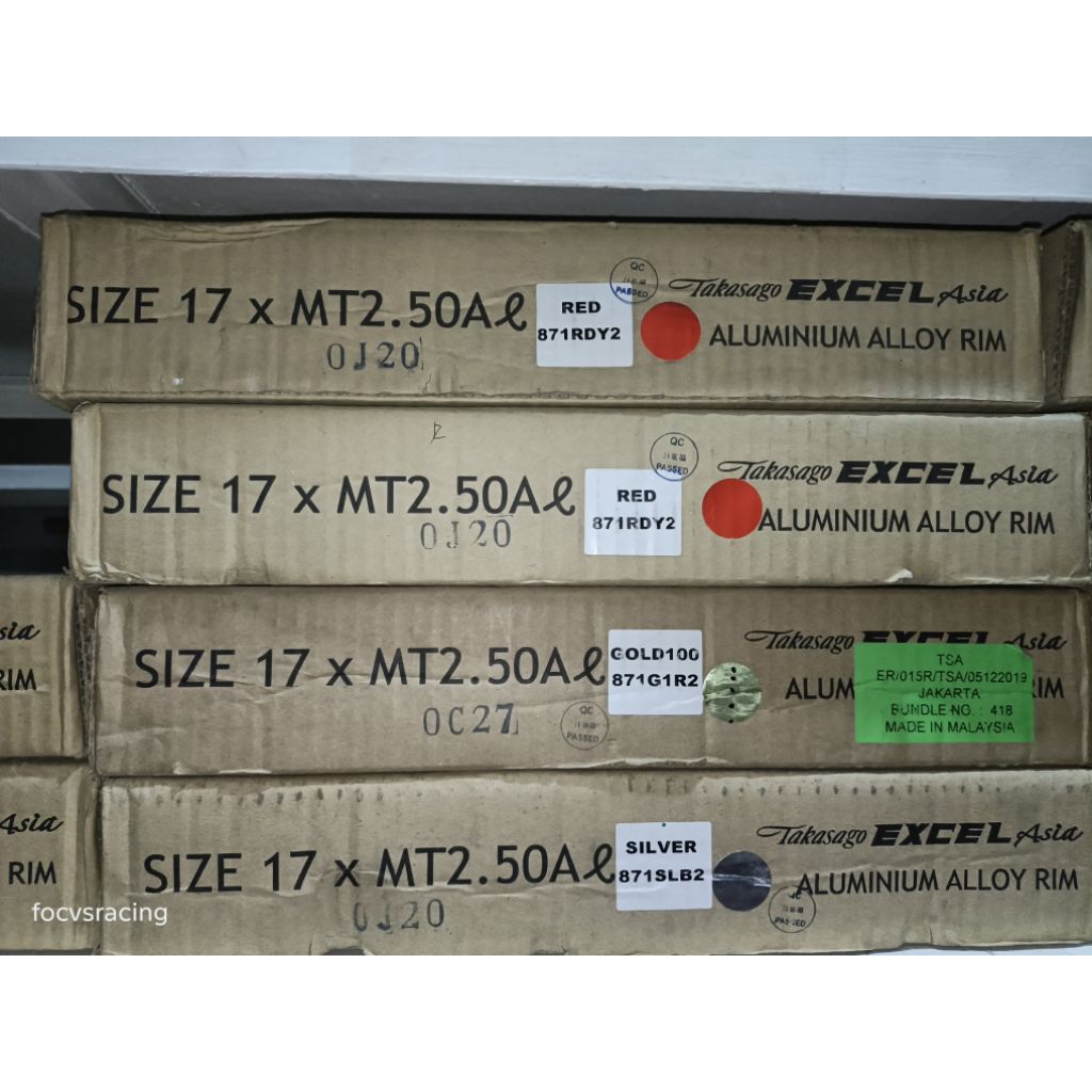Velg Excel Takasago TK 160 185 215 250 300 350 Ring 18 21 14 16 17  Gold Silver Red Titanium Black H