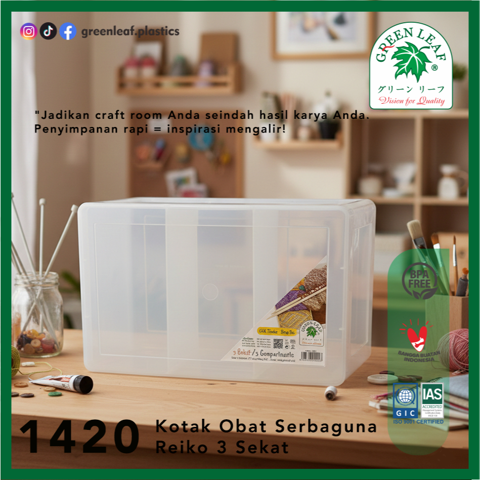 Green Leaf Kotak Serbaguna / Kotak Obat Reiko (1420)