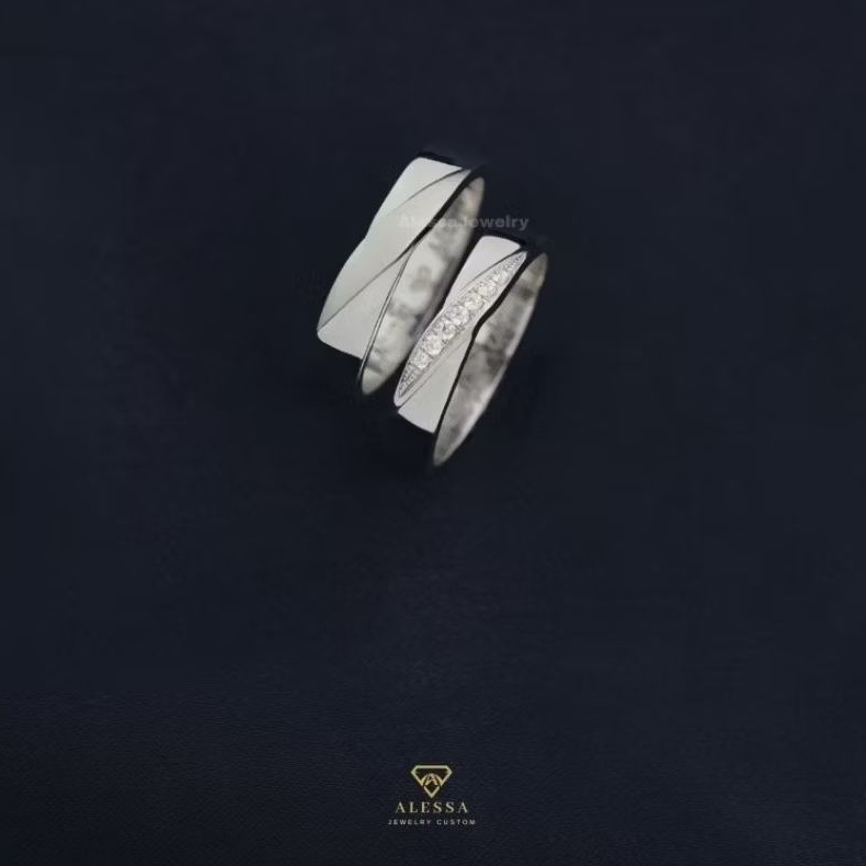 Cincin Couple Emas putih Premium 10% & Platinum 5% ( Cincin Tunangan)
