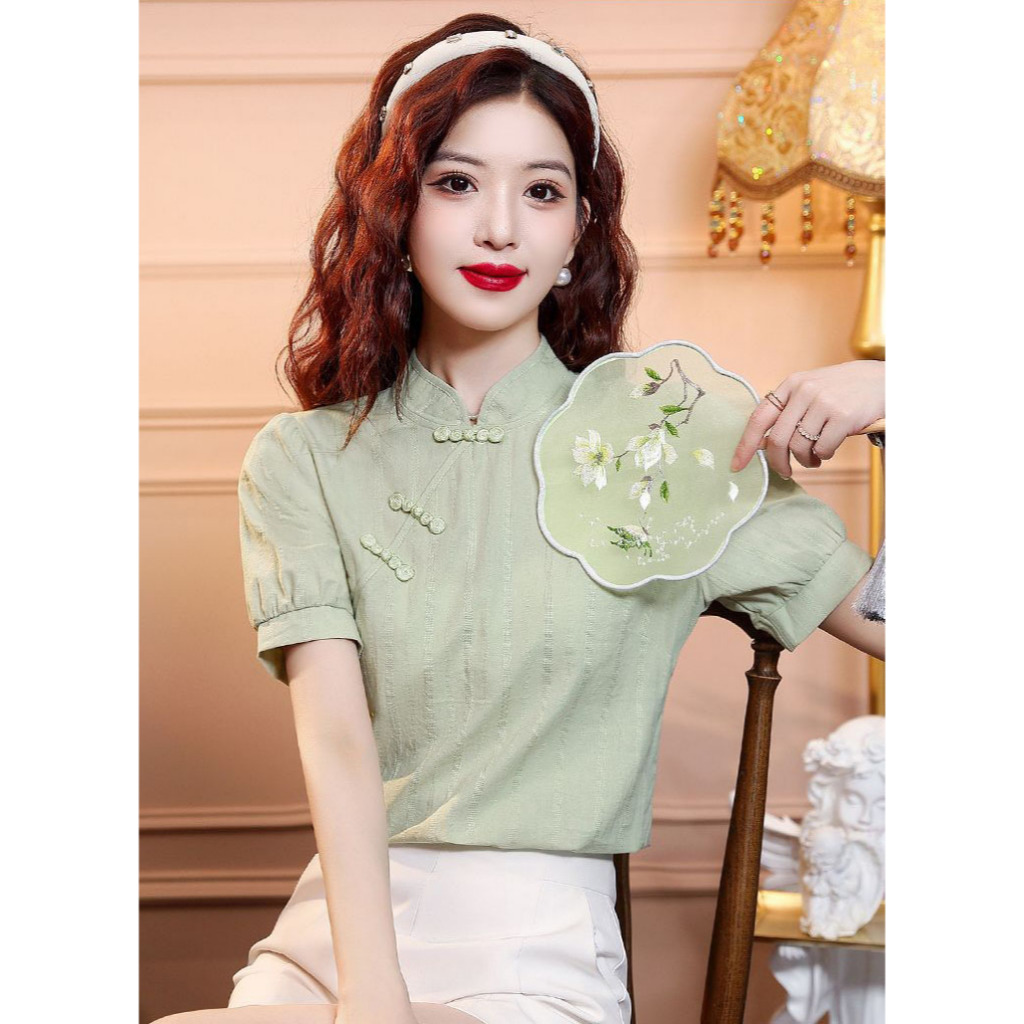 blouse cheongsam wanita korea import T8898 / atasan cheongsam import