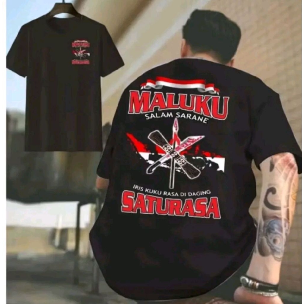 Kaos Terbaru Maluku Salam Sarane Iris Dikuku Rasa Didaging Satu Rasa Corak Merah