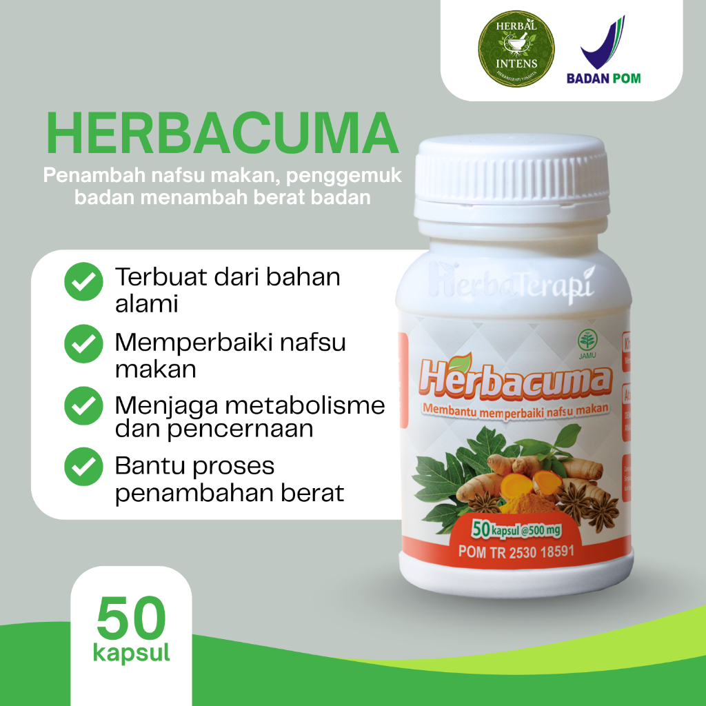 HERBACUMA Obat Gemuk Badan BPOM - Penambah Nafsu Makan Herbal Anak & Dewasa - Suplemen Berat Badan A