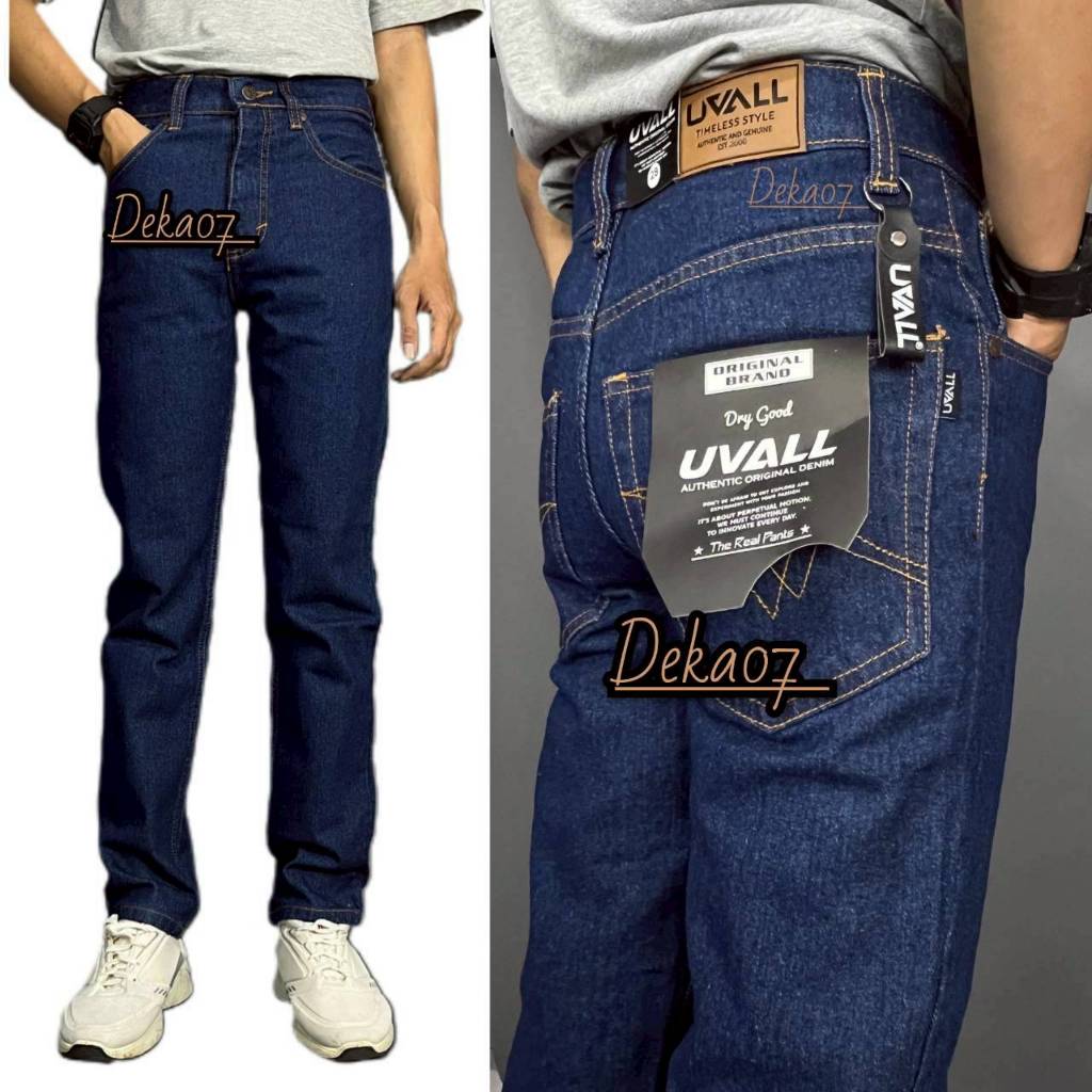 Celana Jeans Pria Model Standar Reguler Original Uvall Cowok - Dark Blue Navy (28-38)