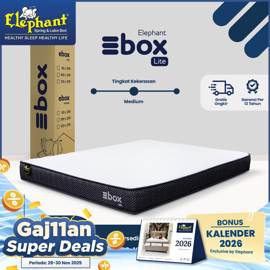 Ebox Lite Kasur Springbed In a box Bonnell Spring Elephant  / Kasur Springbed Vacum