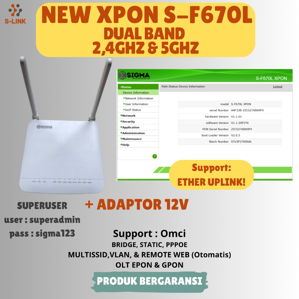XPON EPON GPON F670L DUAL BAND OMCI