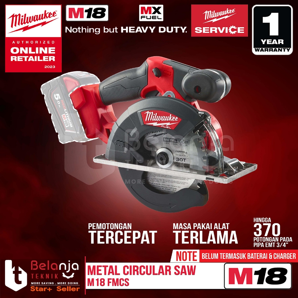 Metal Circular Saw M18 FMCS Milwaukee Gergaji Bundar Logam 5-7/8" M18 FMCS Unit Only