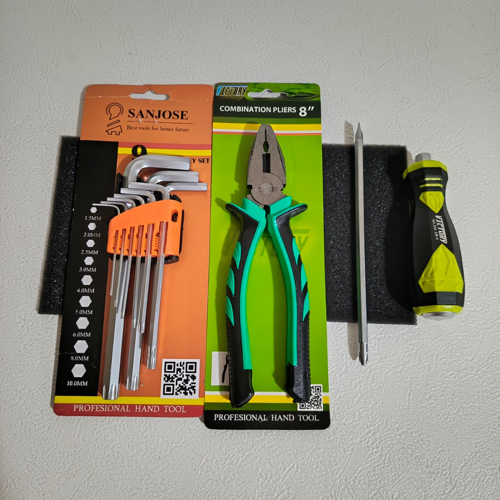 Alat Perkakas Kunci L Kombinasi Bintang Set 9pcs + Obeng Ketok Plus Minus - Obeng Bolak Balik + Tang