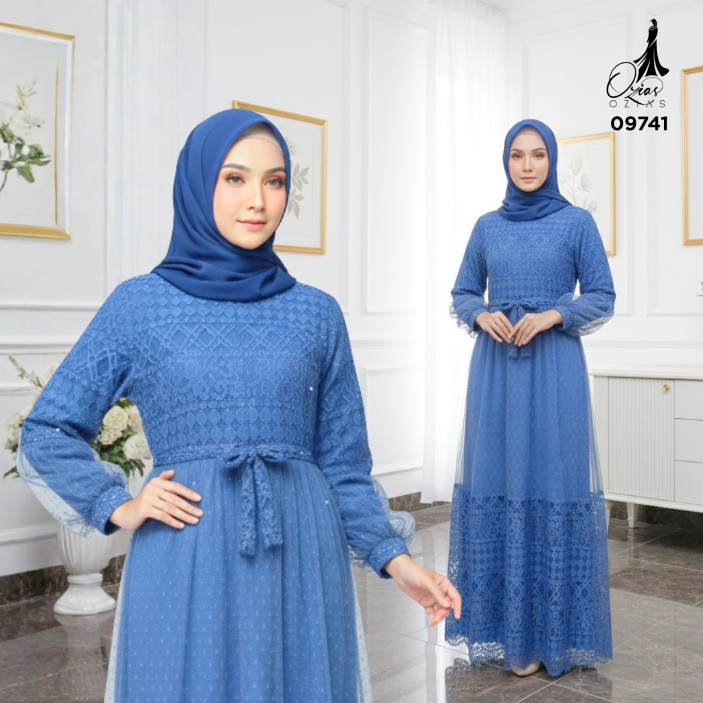 Ozias - Gamis Brokat Fimela 09741 LD 105 I Gamis Kondangan Simpel I Gamis Busui Friendly