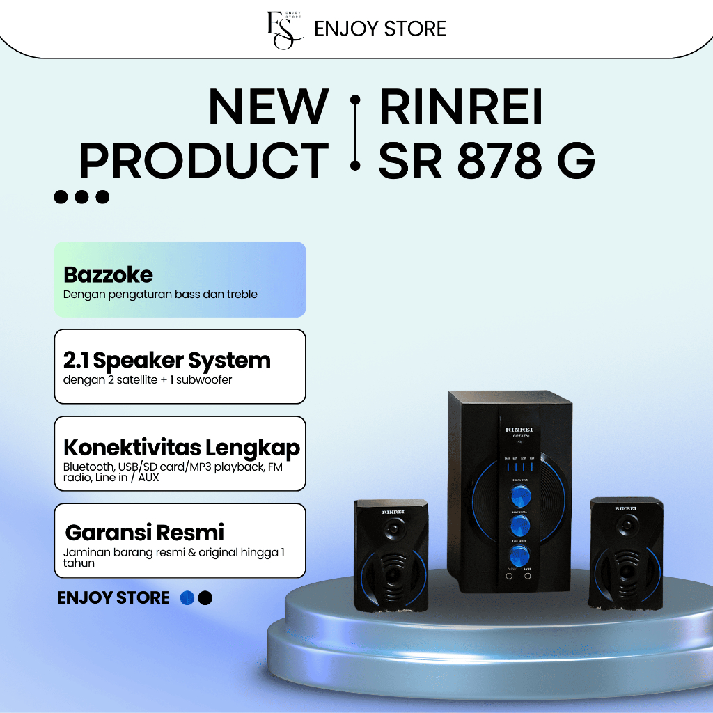 RINREI - Speaker Bluetooth Multimedia SR-878G | Garansi 1 Tahun