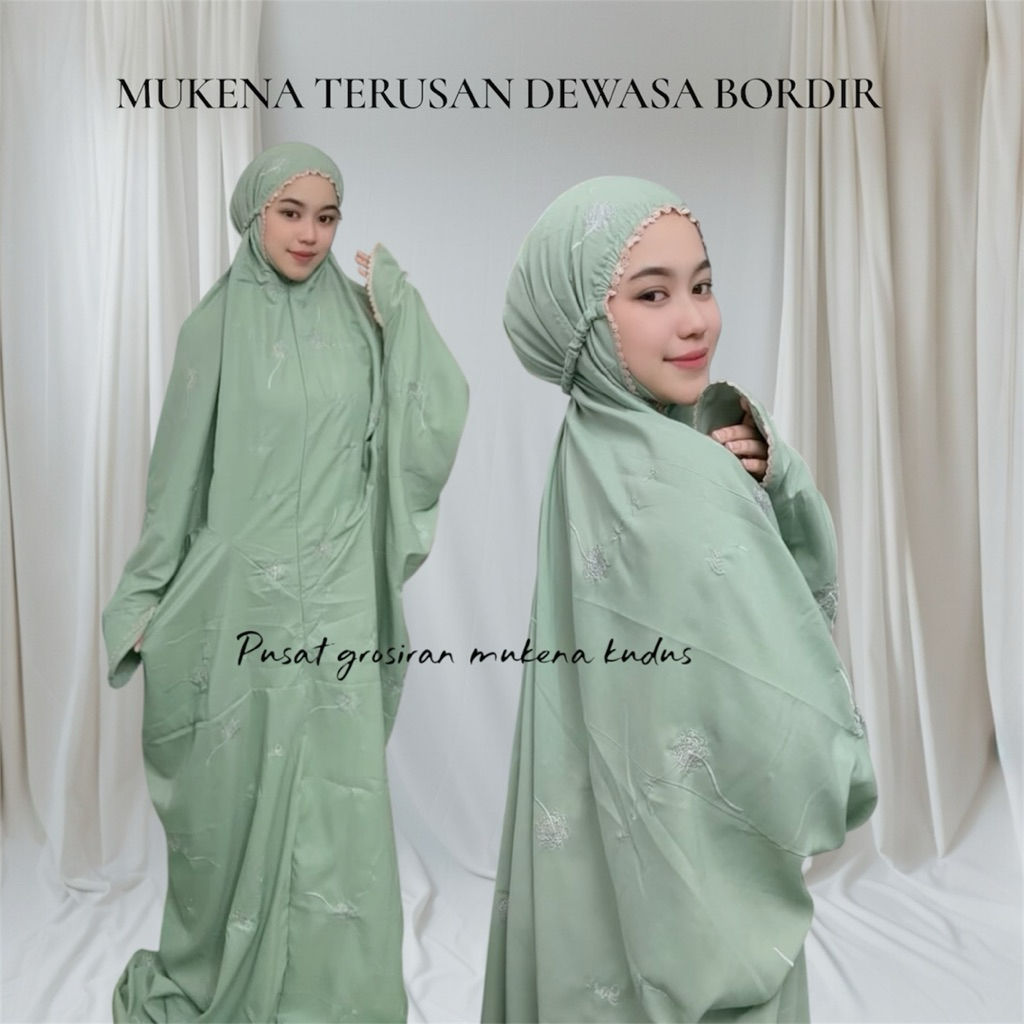 MUKENA TERUSAN LAJURAN SANTRI MUKENA BAHAN KATUN ADEM BORDIR TERBARU LAJURAN PANJANG